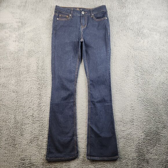 Wax Jean Denim - Womens Slim Fit High Waist Bootcut Jean Size 9 Dark Wash Stretch Heel High Denim